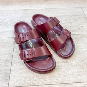 Birkenstock 1774 Maroon Red Leather Arizona Double BuckleSandal 36